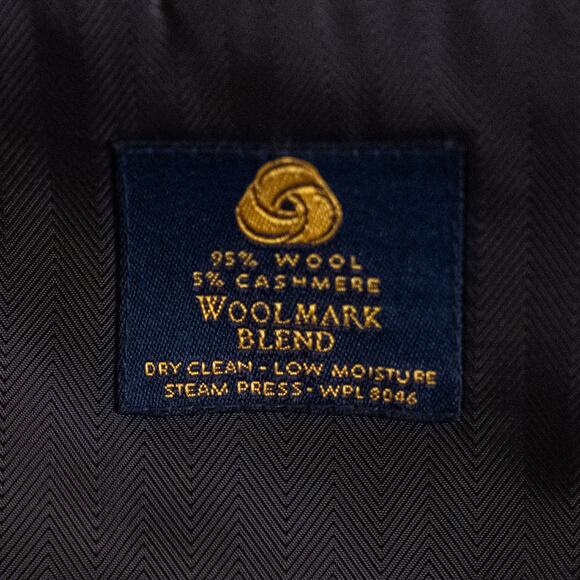 Men's Classic Wool Cashmere Blazer Sport Coat Size 46L Gray Herringbone Woolmark - Picture 13 of 13